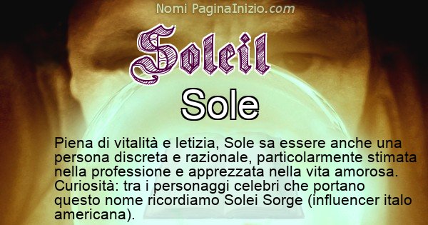 Soleil - Significato reale del nome Soleil