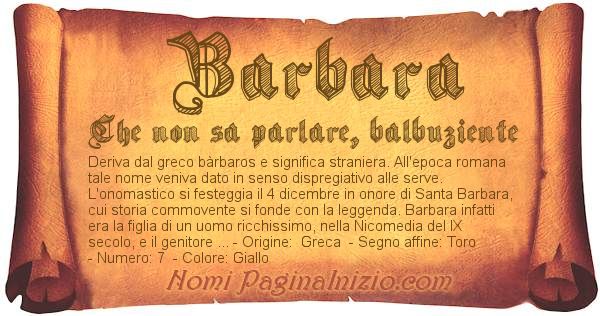 Significato Del Nome Barbara