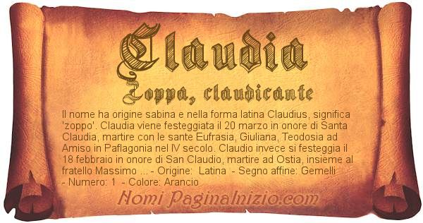 Claudia: significato del nome, curiosità, onomastico