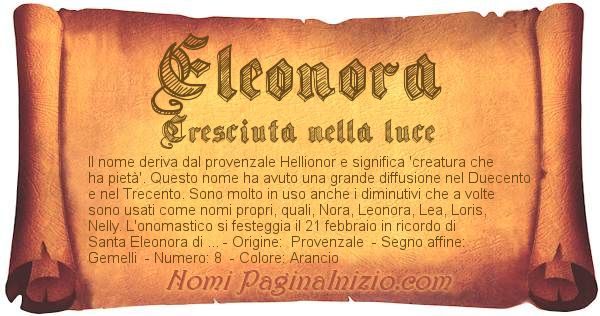 Significato Del Nome Eleonora