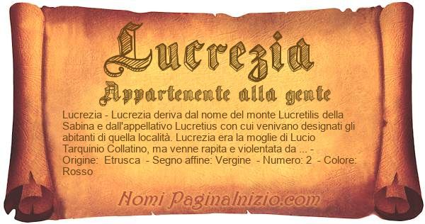 Lucrezia: significato del nome, curiosità, onomastico