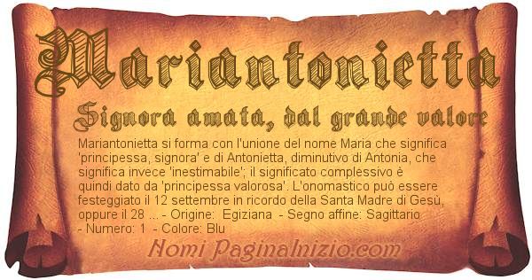 Significato Del Nome Mariantonietta
