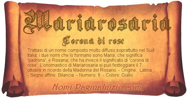 Significato Del Nome Mariarosaria