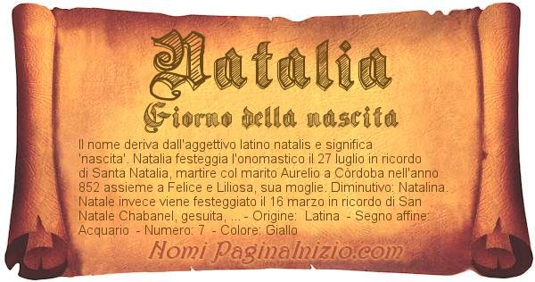 Natalia: significato del nome, curiosità, onomastico Natalia: significato del nome, curiosità, onomastico