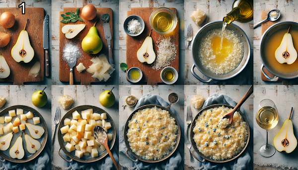 Preparazione Ricetta Risotto con Gorgonzola e Pere 
