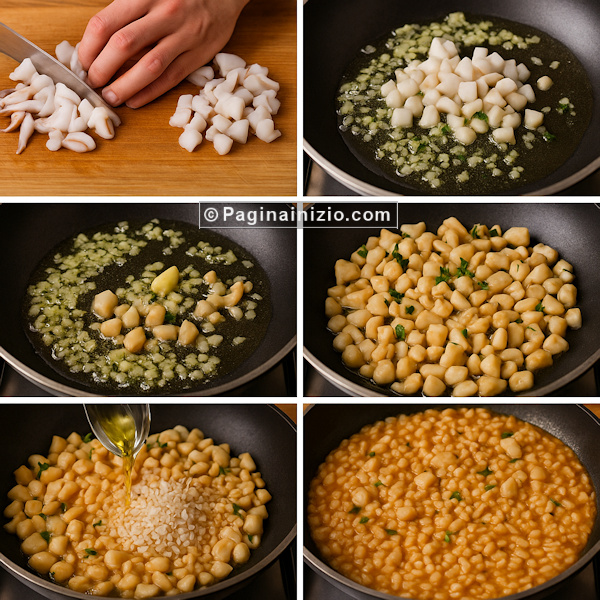 Preparazione Ricetta Risotto con le seppie 