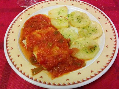 Baccal con Patate e Peperoni